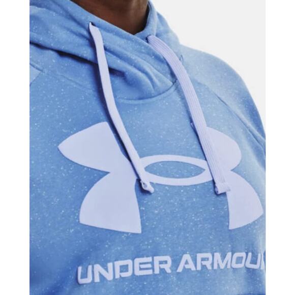 Under Armour Rival Fleece Logo Hoodie Speckled Blue Plus Size 1X - Picture 3 of 5